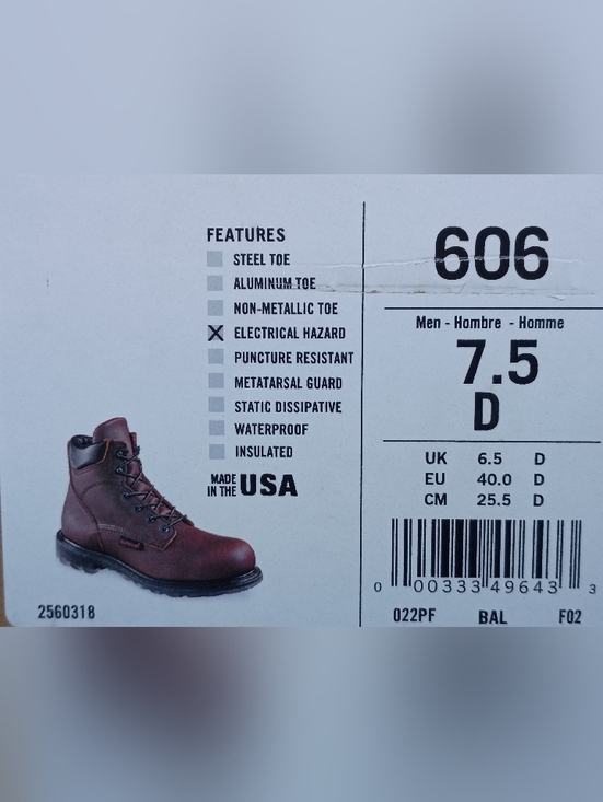 Red Wing 606 Brown Leather Work Boots 7.5D Lace-Up Classic Durable American Made main image 6